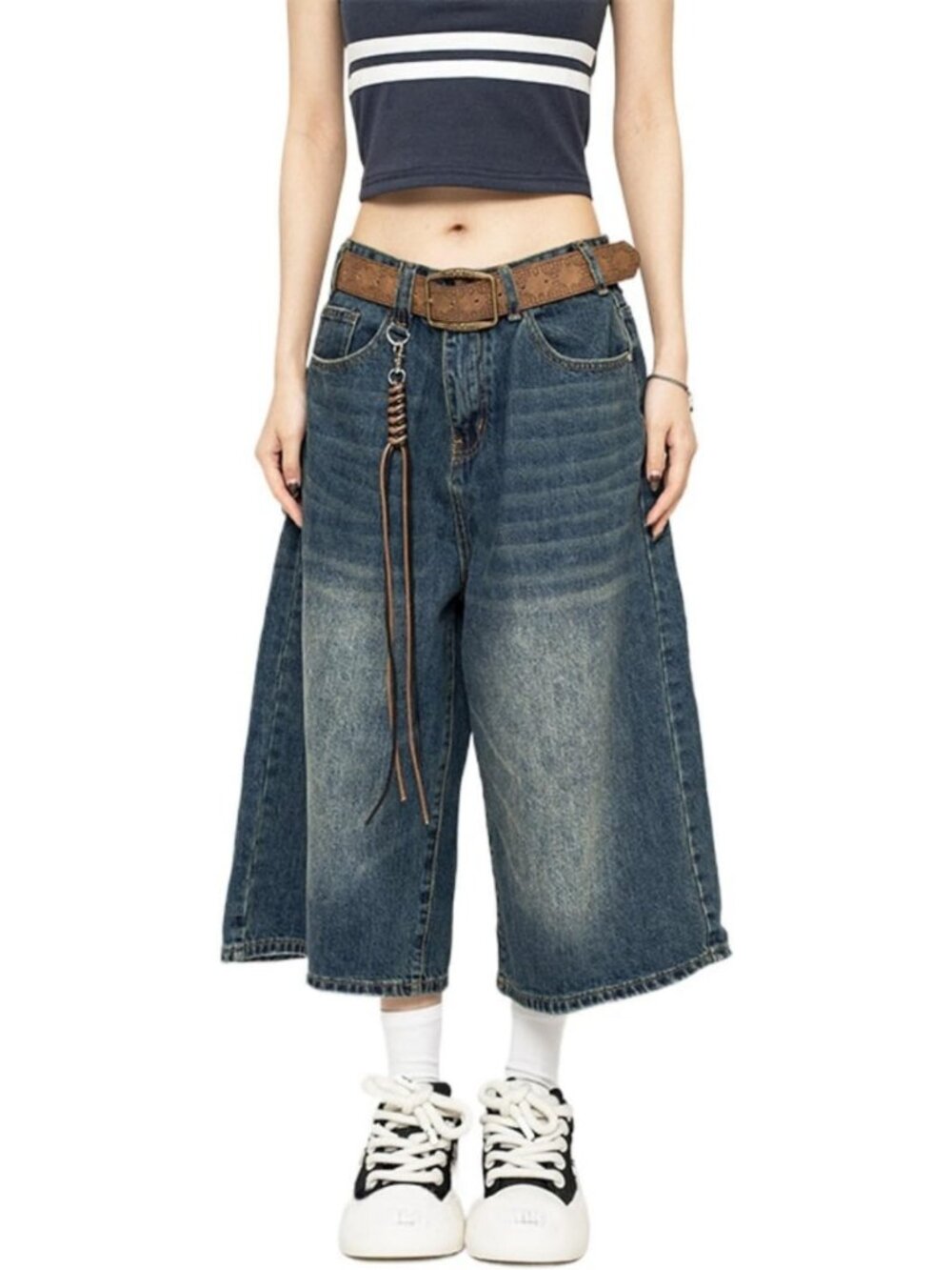 Trendy Vintage Wide Leg Baggy Jean Shorts for Women | Y2K Grunge Streetwear
